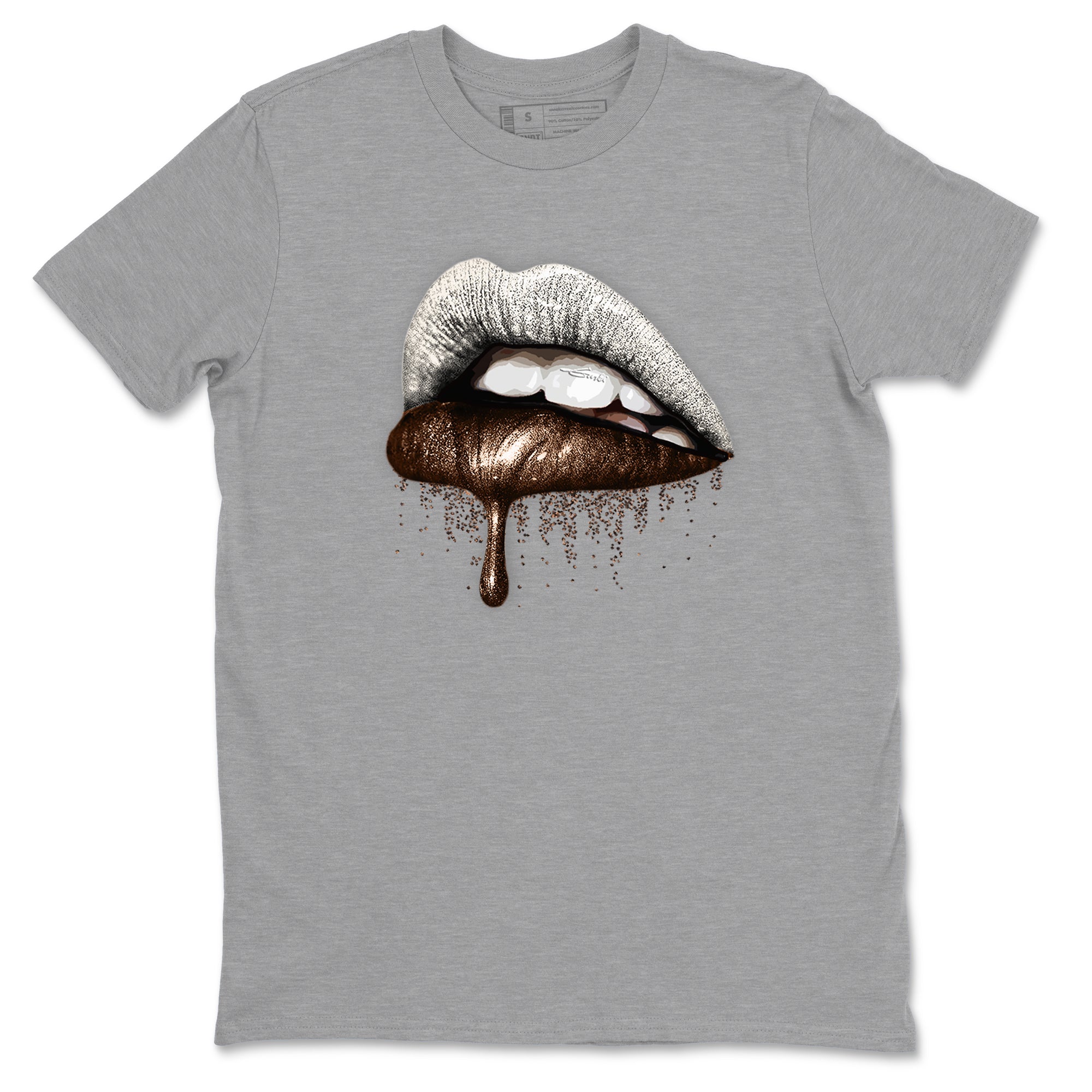 AJ12 Baroque Brown shirts to match jordans Dripping Lips best t shirts to wear with jordans SoleFly x Jordan 12 Baroque Brown match shoes to clothes SNRT Sneaker Tees unisex cotton Heather Grey 2 shirts