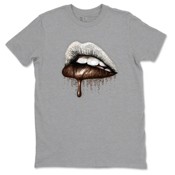 AJ12 Baroque Brown shirts to match jordans Dripping Lips best t shirts to wear with jordans SoleFly x Jordan 12 Baroque Brown match shoes to clothes SNRT Sneaker Tees unisex cotton Heather Grey 2 shirts