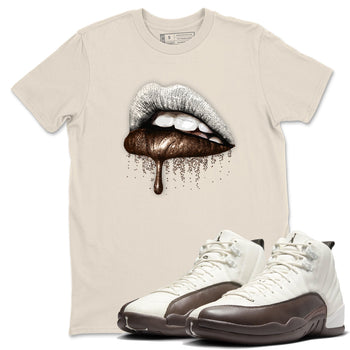 AJ12 Baroque Brown shirts to match jordans Dripping Lips best t shirts to wear with jordans SoleFly x Jordan 12 Baroque Brown match shoes to clothes SNRT Sneaker Tees unisex cotton Natural 1 shirts