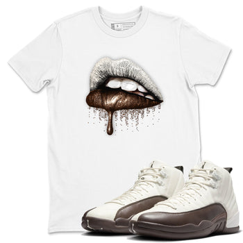 AJ12 Baroque Brown shirts to match jordans Dripping Lips best t shirts to wear with jordans SoleFly x Jordan 12 Baroque Brown match shoes to clothes SNRT Sneaker Tees unisex cotton White 1 shirts