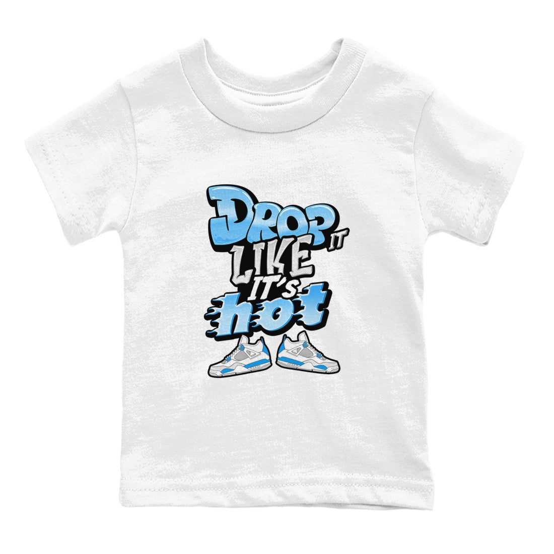 Air Jordan 4 Industrial Blue shirt to match jordans Drop It Like It's Hot sneaker tees Air Jordan 4 Military Blue SNRT sneaker release tees baby toddler White 2 cotton Shirt