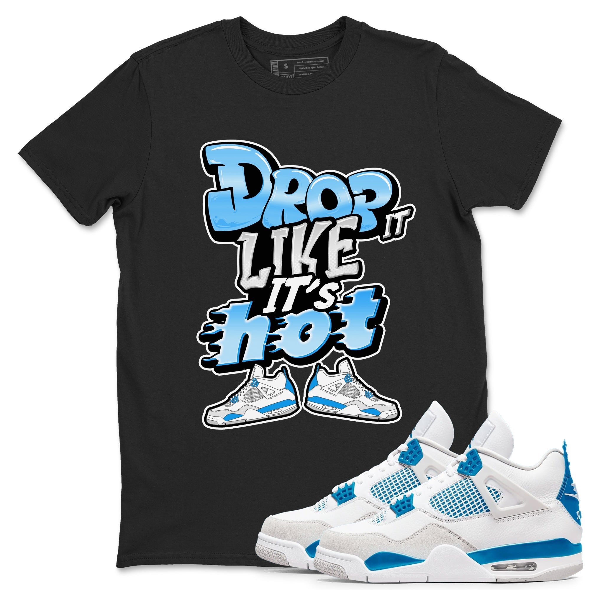 Air Jordan 4 Industrial Blue shirt to match jordans Drop It Like It's Hot sneaker tees Air Jordan 4 Military Blue SNRT Sneaker Release Tees unisex cotton Black 1 crew neck shirt