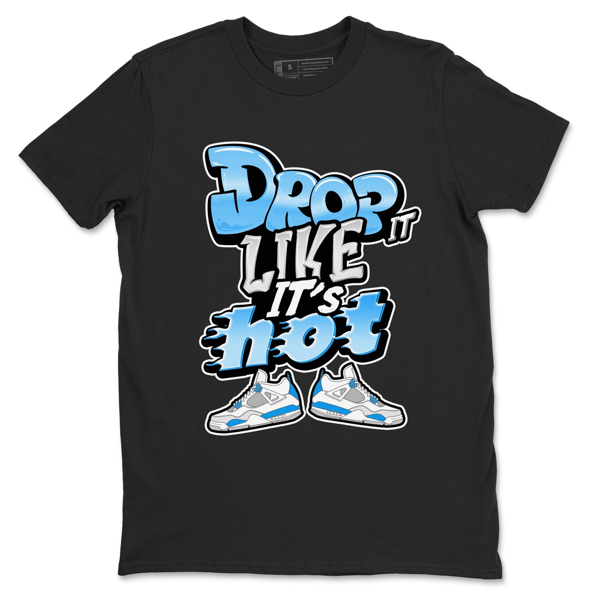 Air Jordan 4 Industrial Blue shirt to match jordans Drop It Like It's Hot sneaker tees Air Jordan 4 Military Blue SNRT Sneaker Release Tees unisex cotton Black 2 crew neck shirt