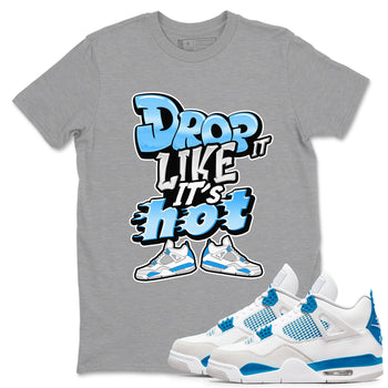 Air Jordan 4 Industrial Blue shirt to match jordans Drop It Like It's Hot sneaker tees Air Jordan 4 Military Blue SNRT Sneaker Release Tees unisex cotton Heather Grey 1 crew neck shirt