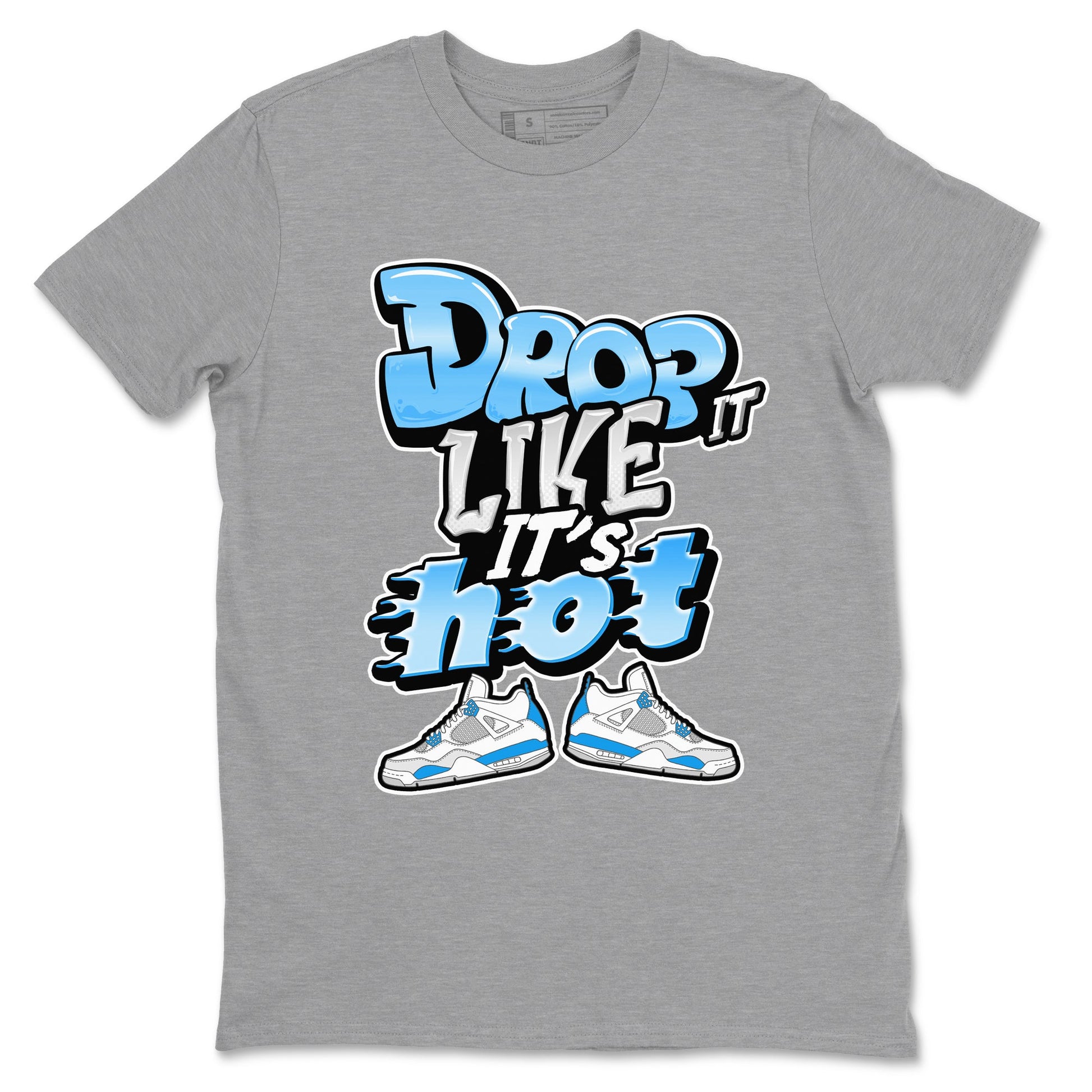 Air Jordan 4 Industrial Blue shirt to match jordans Drop It Like It's Hot sneaker tees Air Jordan 4 Military Blue SNRT Sneaker Release Tees unisex cotton Heather Grey 2 crew neck shirt