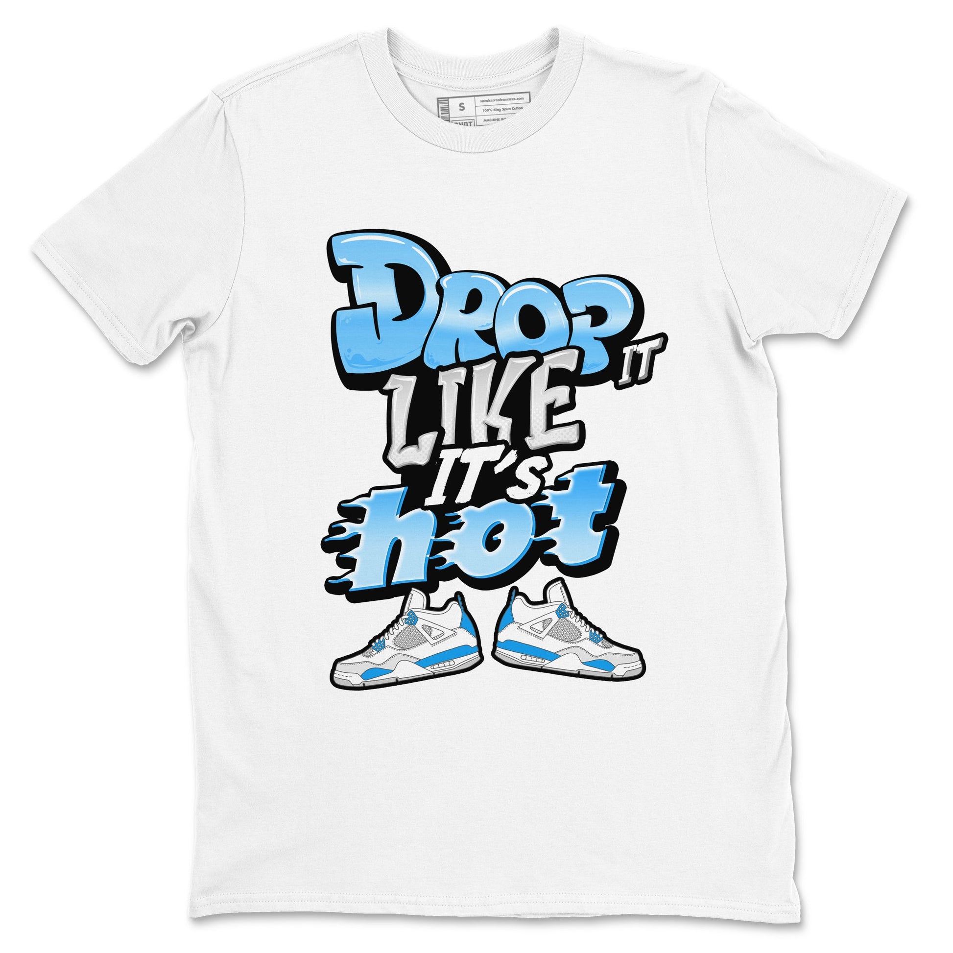 Air Jordan 4 Industrial Blue shirt to match jordans Drop It Like It's Hot sneaker tees Air Jordan 4 Military Blue SNRT Sneaker Release Tees unisex cotton White 2 crew neck shirt