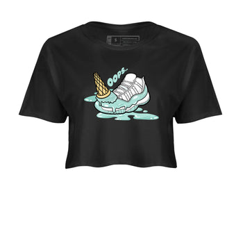 Dropped Ice Cream womens crop tee made to vibe with the Air Jordan 11 Igloo sneakers — the perfect match in Black 2.
