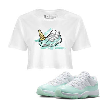 Dropped Ice Cream womens crop tee made to vibe with the Air Jordan 11 Igloo sneakers — the perfect match in White 1.