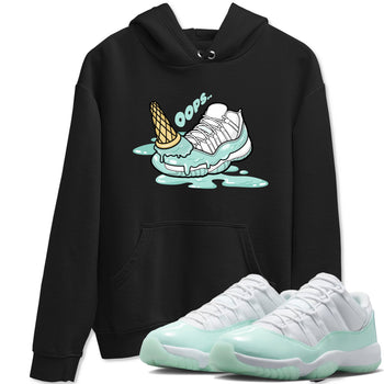 Dropped Ice Cream sneaker match t-shirt styled to complete your fit with the Air Jordan 11 Igloo sneakers, shown in Black 1.