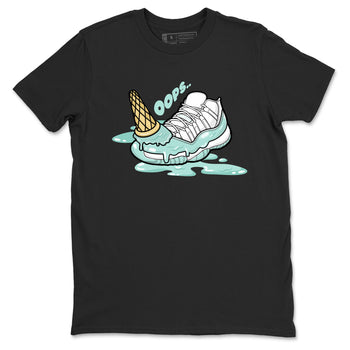 Dropped Ice Cream sneaker match t-shirt styled to complete your fit with the Air Jordan 11 Igloo sneakers, shown in Black 2.