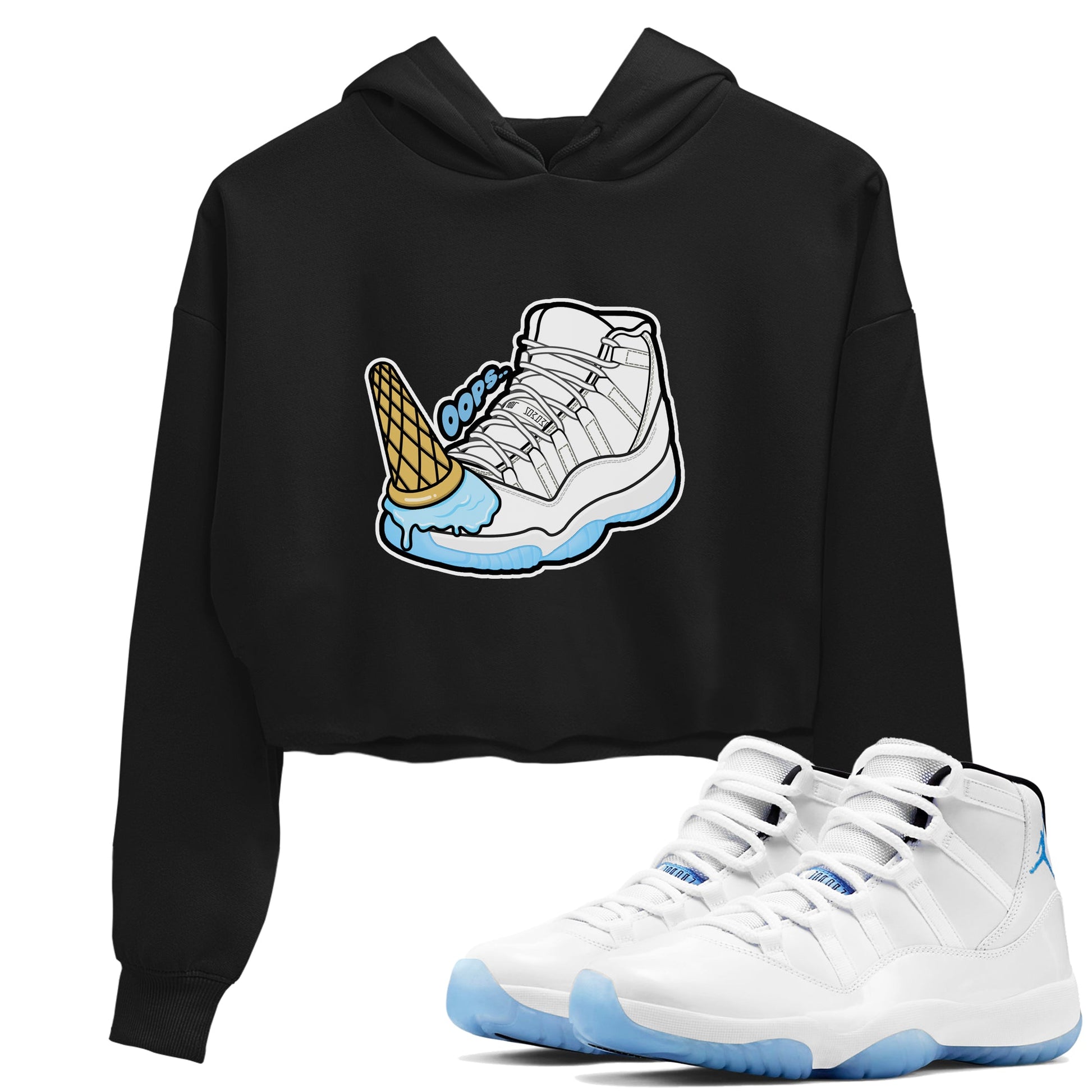 11s Retro Legend Blue shirts to match jordans Dropped Ice Cream sneaker match tees Air Jordan 11 Legend Blue best t shirts to wear with jordans SNRT Sneaker Tees unisex cotton Black 1 crop tee
