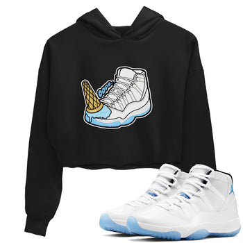 11s Retro Legend Blue shirts to match jordans Dropped Ice Cream sneaker match tees Air Jordan 11 Legend Blue best t shirts to wear with jordans SNRT Sneaker Tees unisex cotton Black 1 crop tee