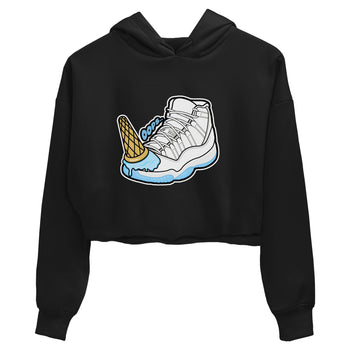 11s Retro Legend Blue shirts to match jordans Dropped Ice Cream sneaker match tees Air Jordan 11 Legend Blue best t shirts to wear with jordans SNRT Sneaker Tees unisex cotton Black 2 crop tee