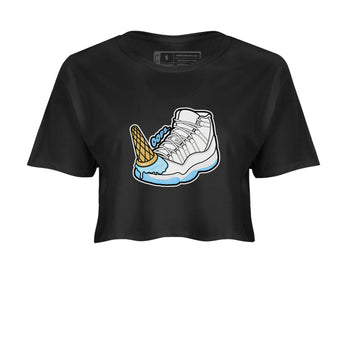 11s Retro Legend Blue shirts to match jordans Dropped Ice Cream sneaker match tees Air Jordan 11 Legend Blue best t shirts to wear with jordans SNRT Sneaker Tees unisex cotton Black 2 crop tee