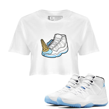 11s Retro Legend Blue shirts to match jordans Dropped Ice Cream sneaker match tees Air Jordan 11 Legend Blue best t shirts to wear with jordans SNRT Sneaker Tees unisex cotton White 1 crop tee