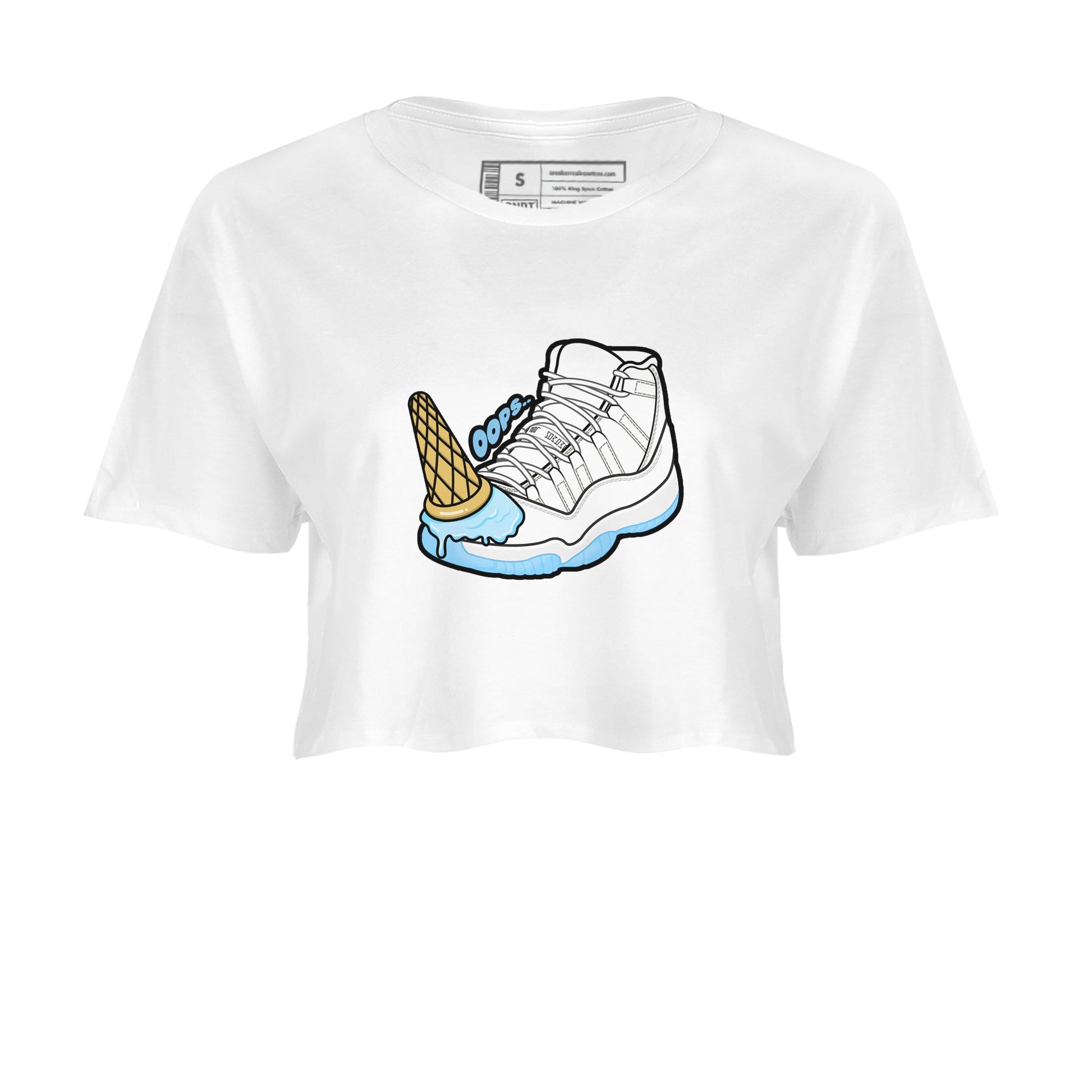 11s Retro Legend Blue shirts to match jordans Dropped Ice Cream sneaker match tees Air Jordan 11 Legend Blue best t shirts to wear with jordans SNRT Sneaker Tees unisex cotton White 2 crop tee