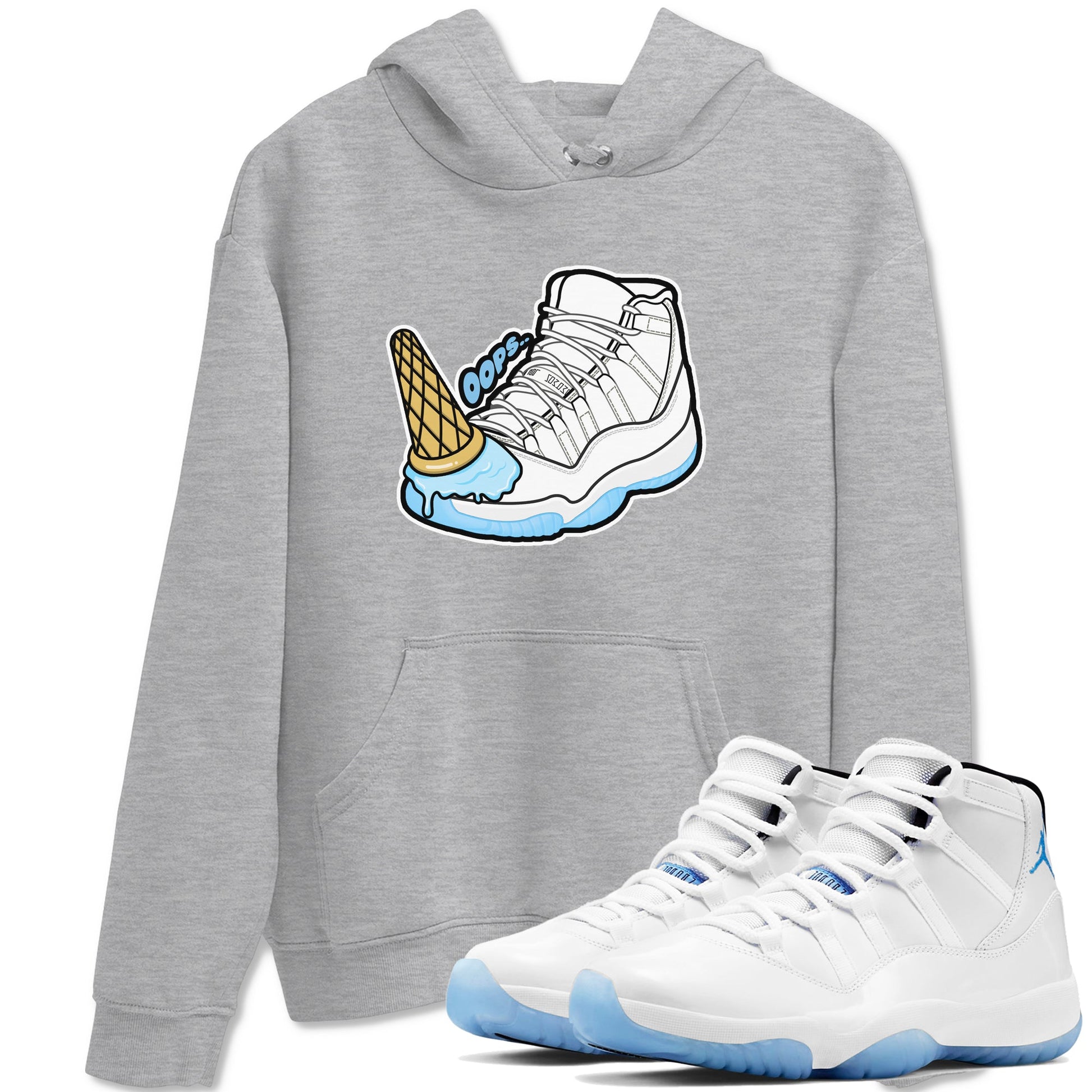11s Retro Legend Blue shirts to match jordans Dropped Ice Cream sneaker match tees Air Jordan 11 Legend Blue best t shirts to wear with jordans SNRT Sneaker Tees unisex cotton Heather Grey 1 shirts