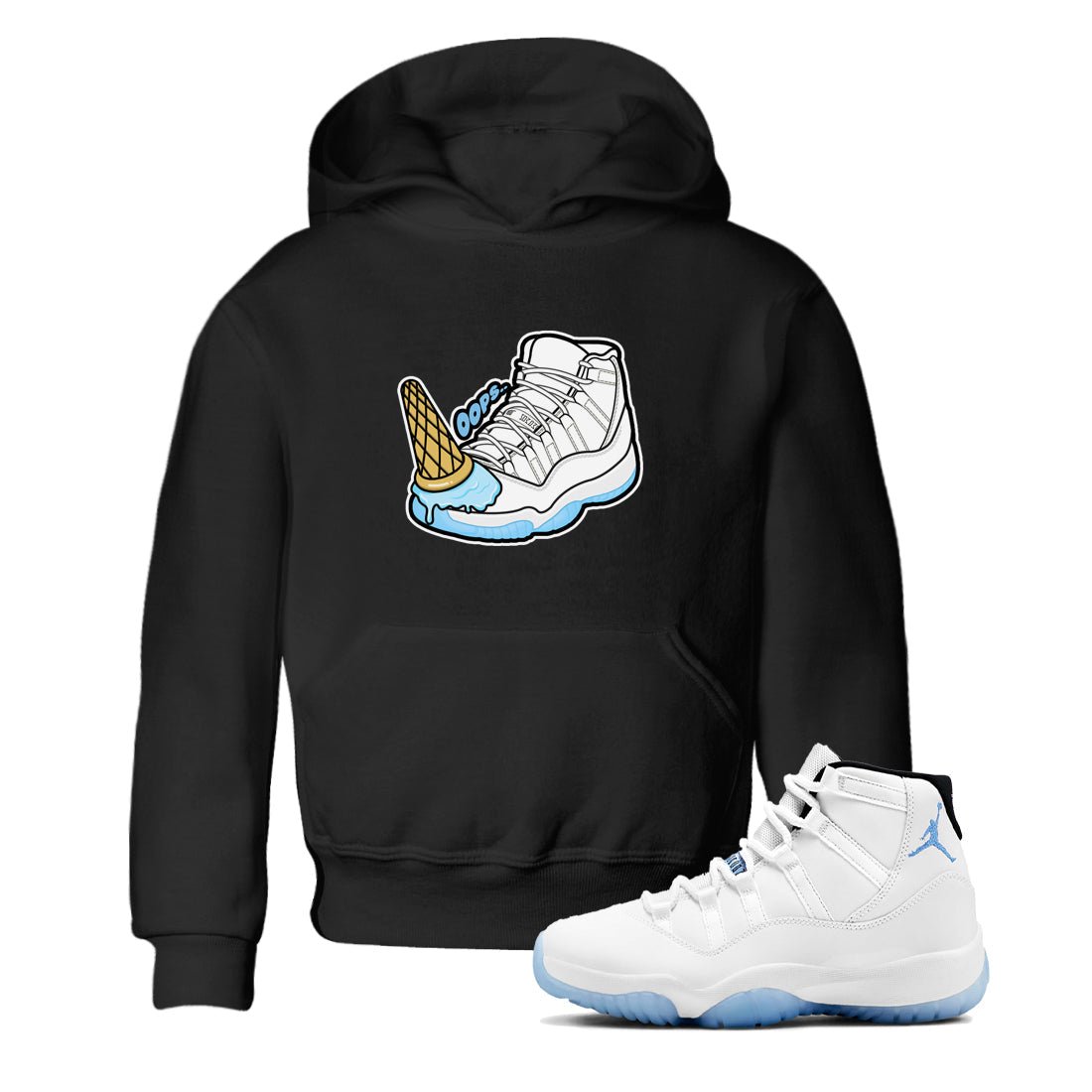 11s Retro Legend Blue shirts to match jordans Dropped Ice Cream sneaker match tees Air Jordan 11 Legend Blue best t shirts to wear with jordans SNRT Sneaker Tees Youth Baby Black 1 tee