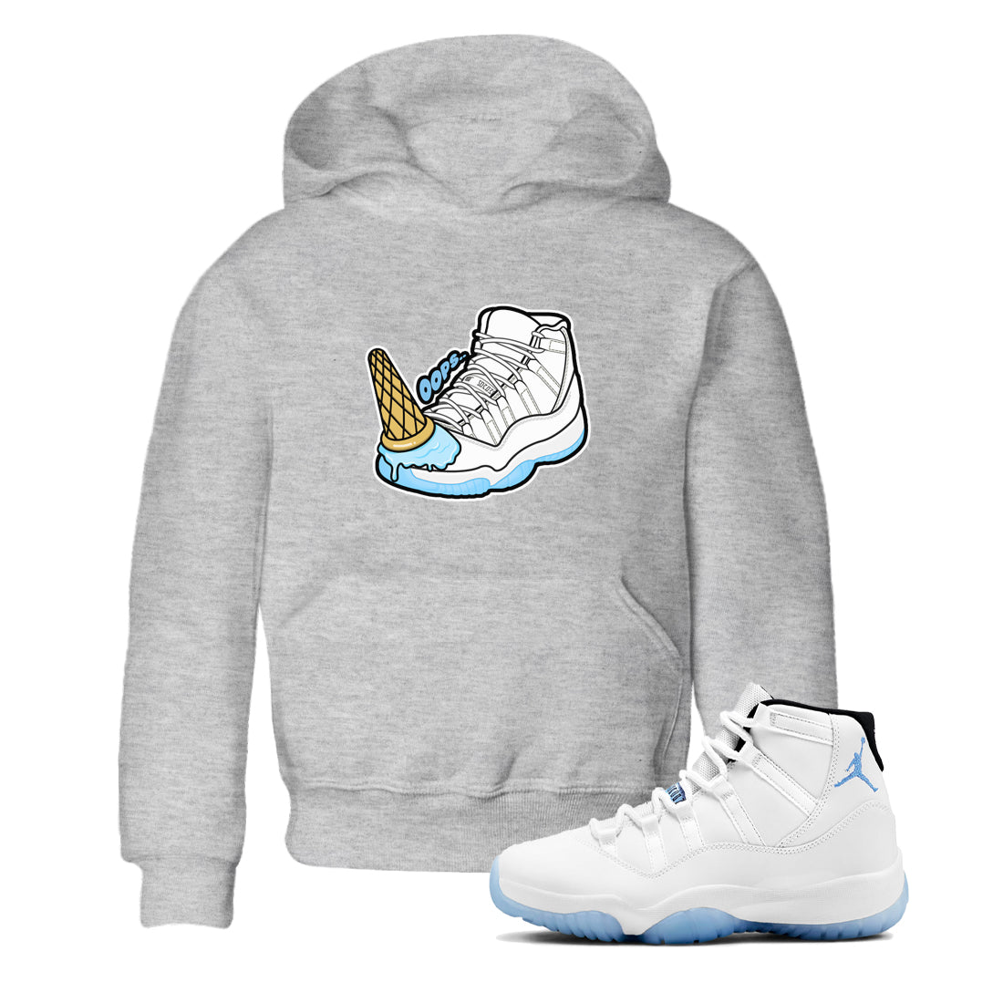 11s Retro Legend Blue shirts to match jordans Dropped Ice Cream sneaker match tees Air Jordan 11 Legend Blue best t shirts to wear with jordans SNRT Sneaker Tees Youth Baby Heather Grey 1 tee