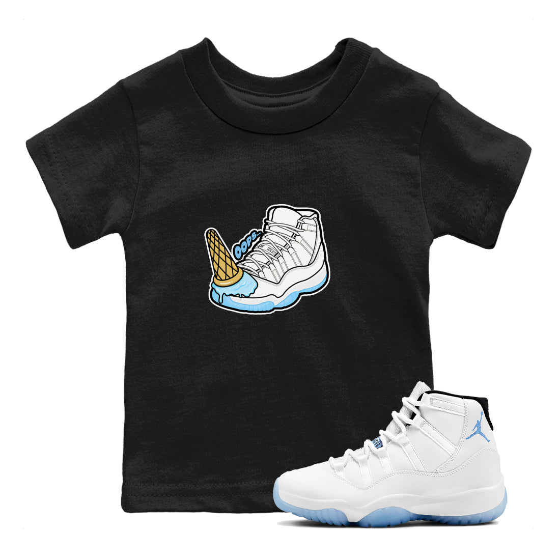 11s Retro Legend Blue shirts to match jordans Dropped Ice Cream sneaker match tees Air Jordan 11 Legend Blue best t shirts to wear with jordans SNRT Sneaker Tees Youth Baby Black 1 tee