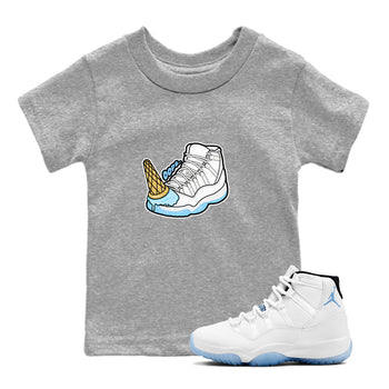11s Retro Legend Blue shirts to match jordans Dropped Ice Cream sneaker match tees Air Jordan 11 Legend Blue best t shirts to wear with jordans SNRT Sneaker Tees Youth Baby Heather Grey 1 tee