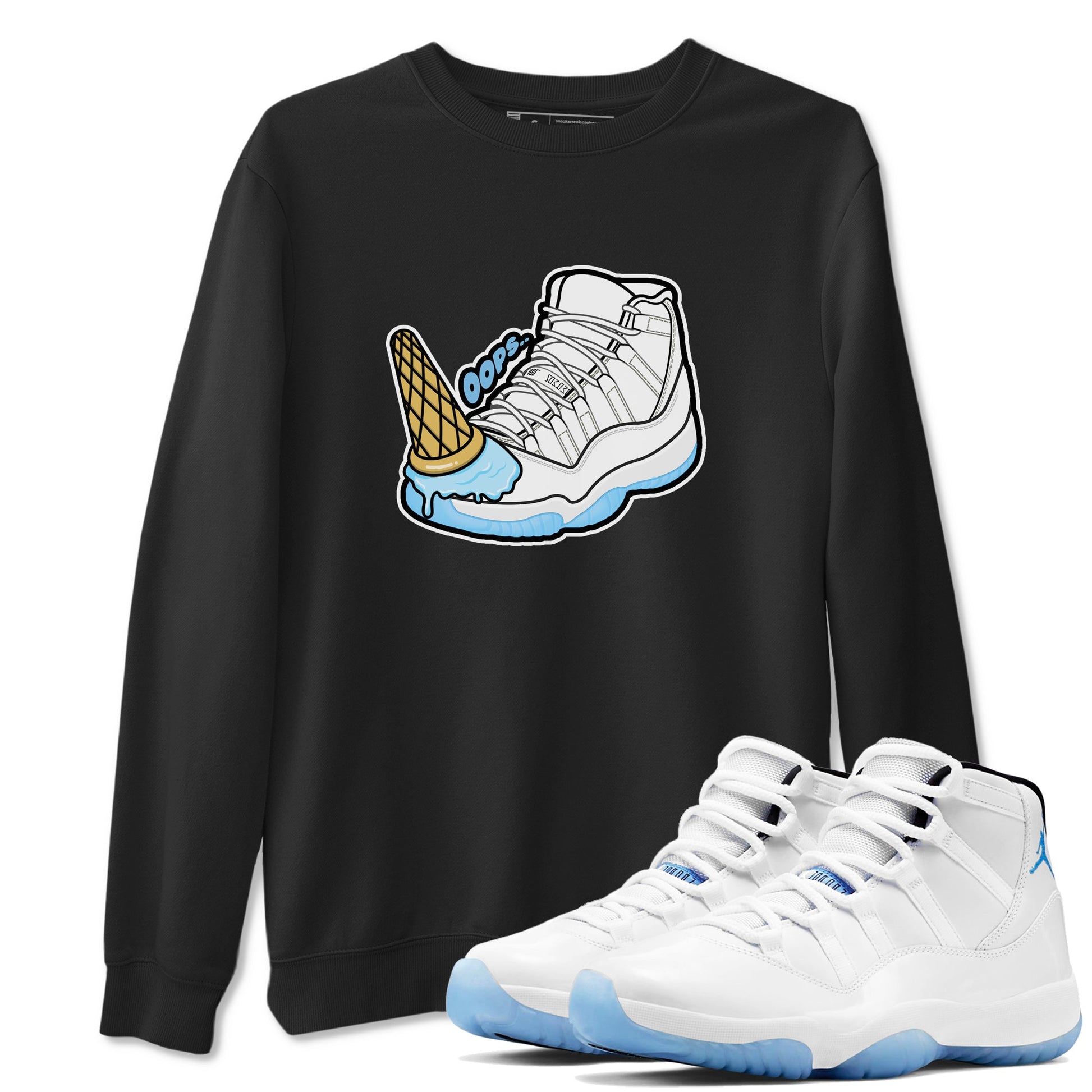 11s Retro Legend Blue shirts to match jordans Dropped Ice Cream sneaker match tees Air Jordan 11 Legend Blue best t shirts to wear with jordans SNRT Sneaker Tees unisex cotton Black 1 shirts