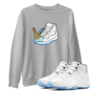 11s Retro Legend Blue shirts to match jordans Dropped Ice Cream sneaker match tees Air Jordan 11 Legend Blue best t shirts to wear with jordans SNRT Sneaker Tees unisex cotton Heather Grey 1 shirts