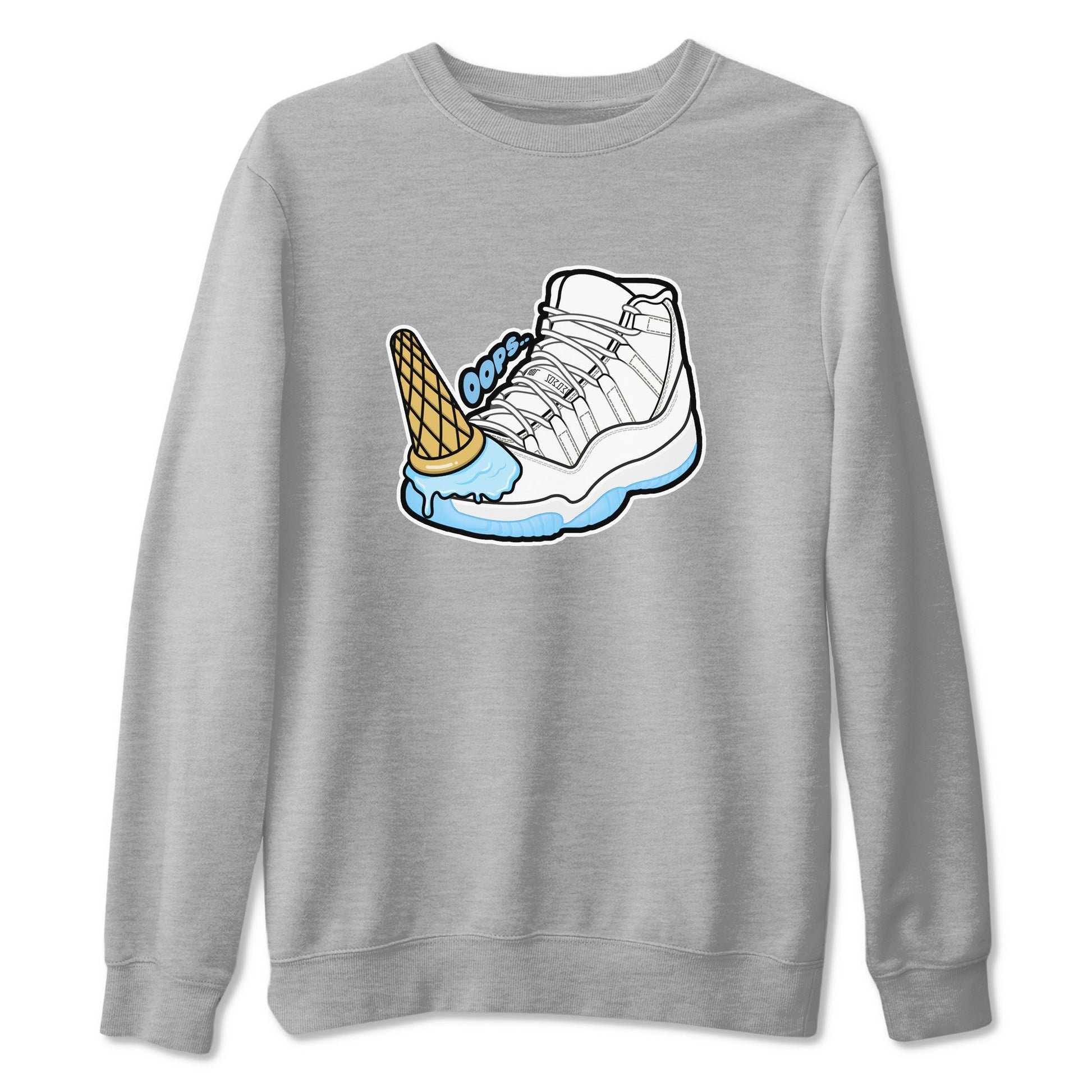11s Retro Legend Blue shirts to match jordans Dropped Ice Cream sneaker match tees Air Jordan 11 Legend Blue best t shirts to wear with jordans SNRT Sneaker Tees unisex cotton Heather Grey 2 shirts