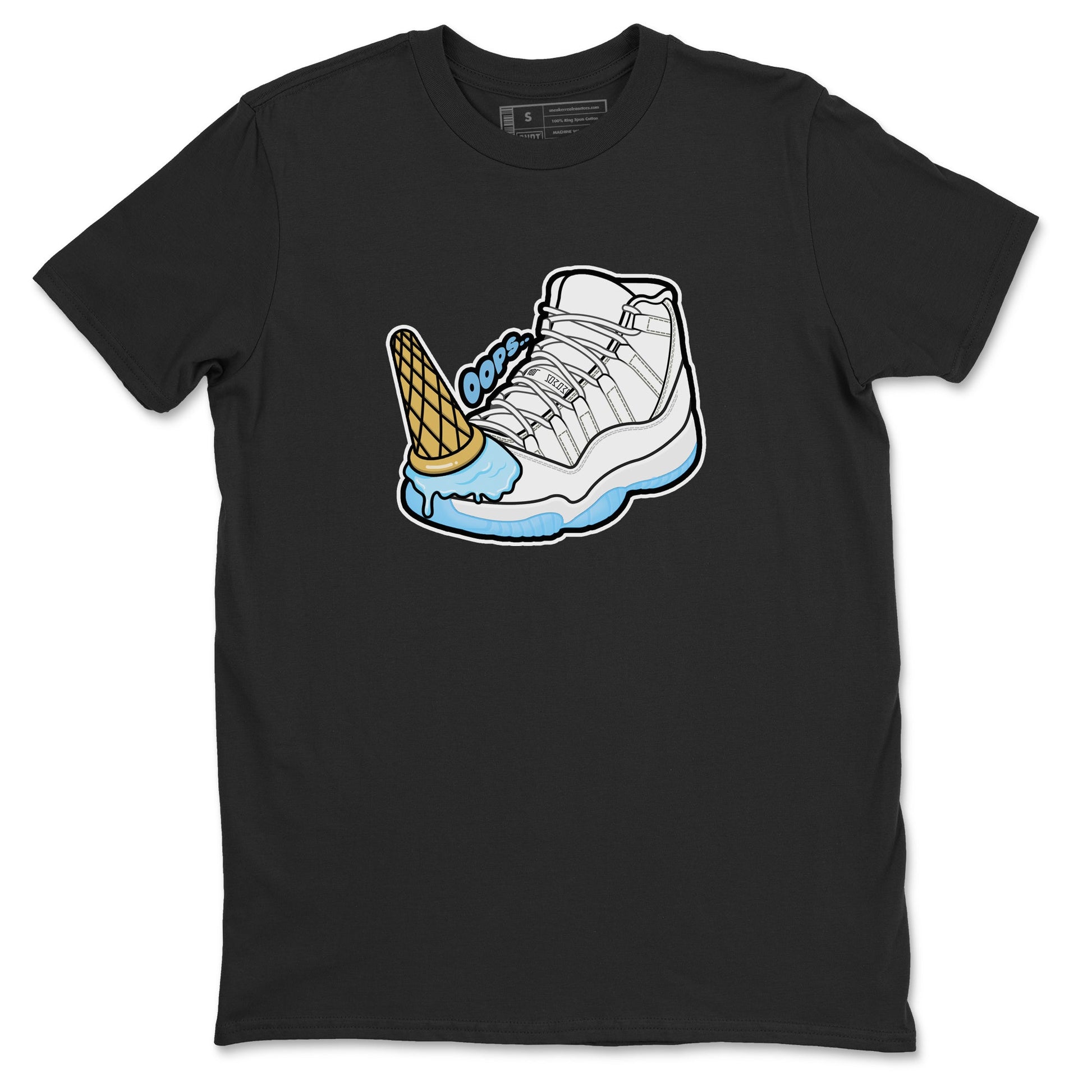 11s Retro Legend Blue shirts to match jordans Dropped Ice Cream sneaker match tees Air Jordan 11 Legend Blue best t shirts to wear with jordans SNRT Sneaker Tees unisex cotton Black 2 shirts