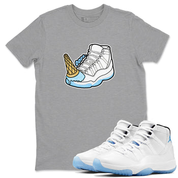 11s Retro Legend Blue shirts to match jordans Dropped Ice Cream sneaker match tees Air Jordan 11 Legend Blue best t shirts to wear with jordans SNRT Sneaker Tees unisex cotton Heather Grey 1 shirts
