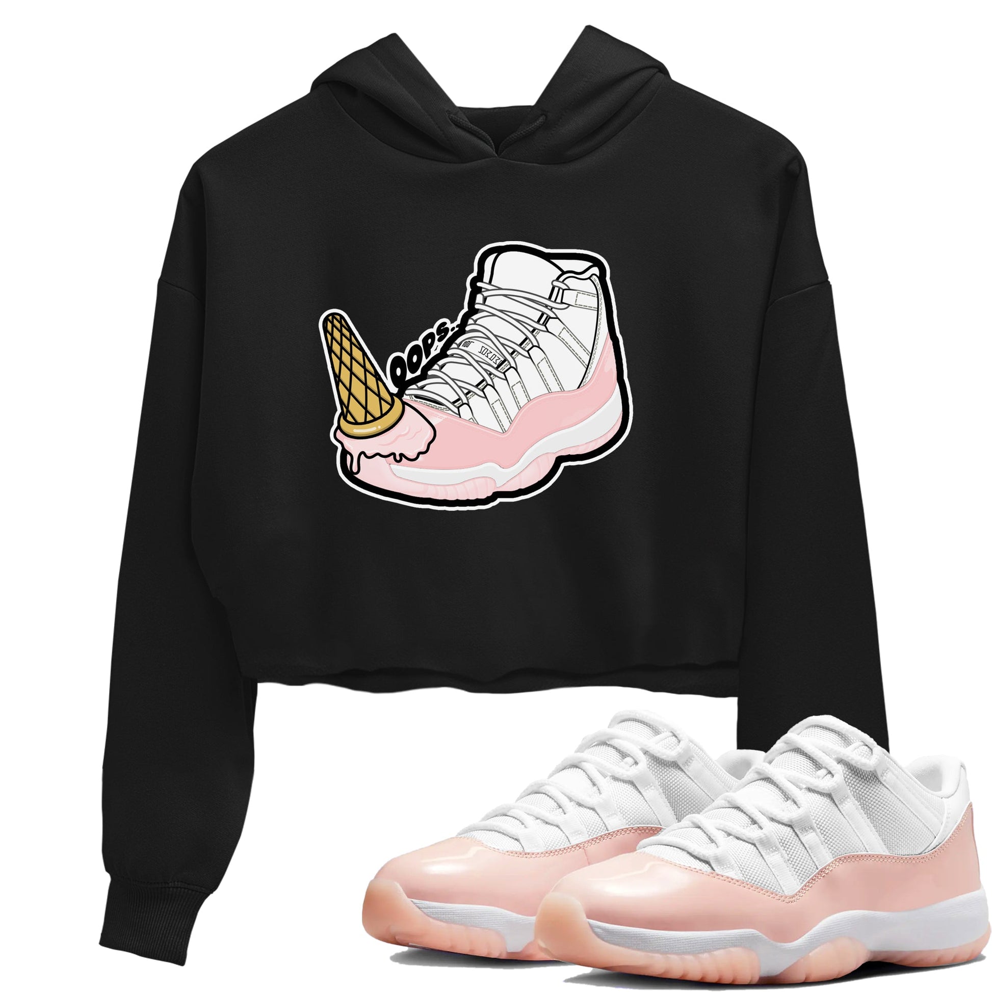 11s Legend Pink shirts to match jordans Dropped Ice Cream sneaker match tees Air Jordan 11 Legend Pink SNRT Sneaker Tees streetwear brand Black 1 crop tee