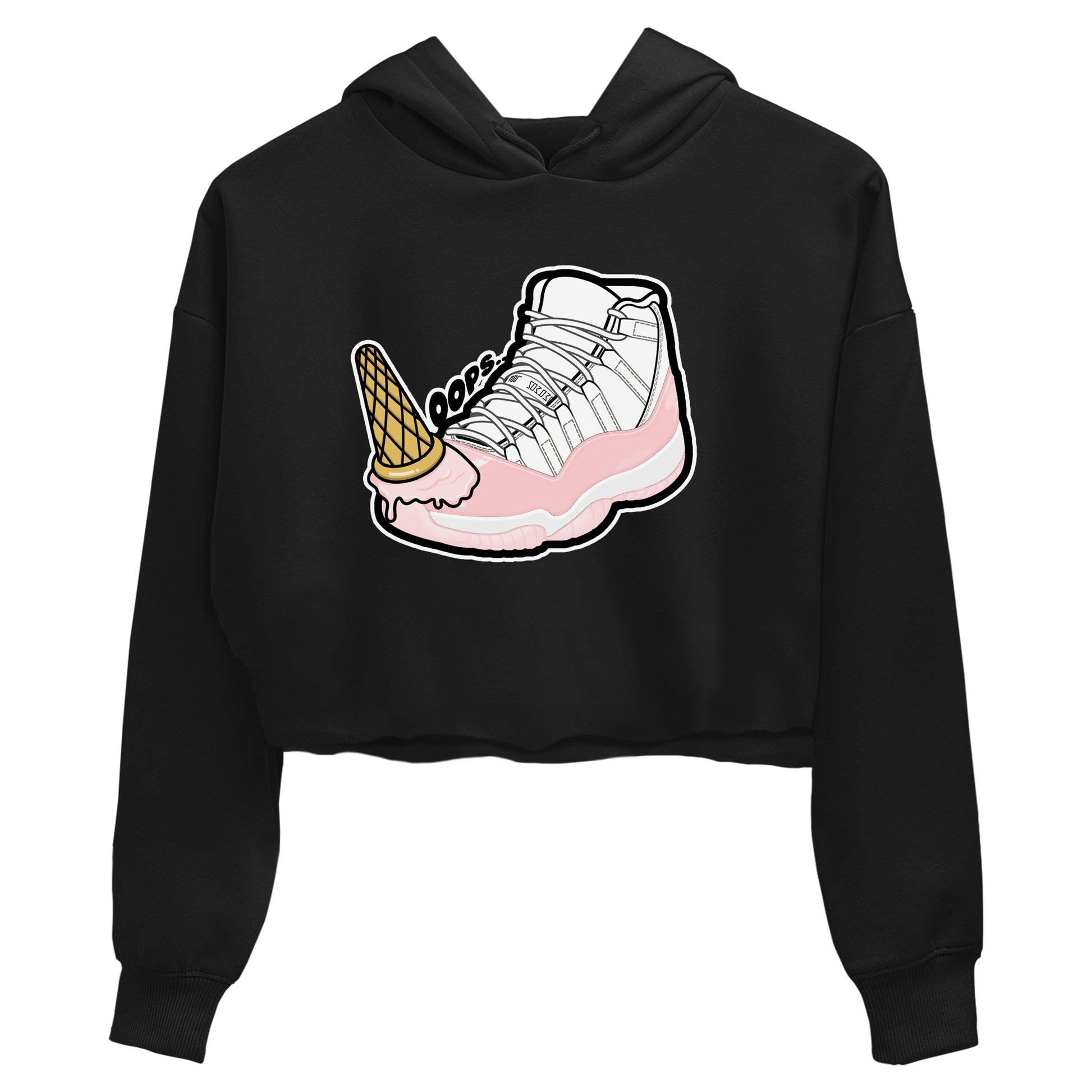 11s Legend Pink shirts to match jordans Dropped Ice Cream sneaker match tees Air Jordan 11 Legend Pink SNRT Sneaker Tees streetwear brand Black 2 crop tee