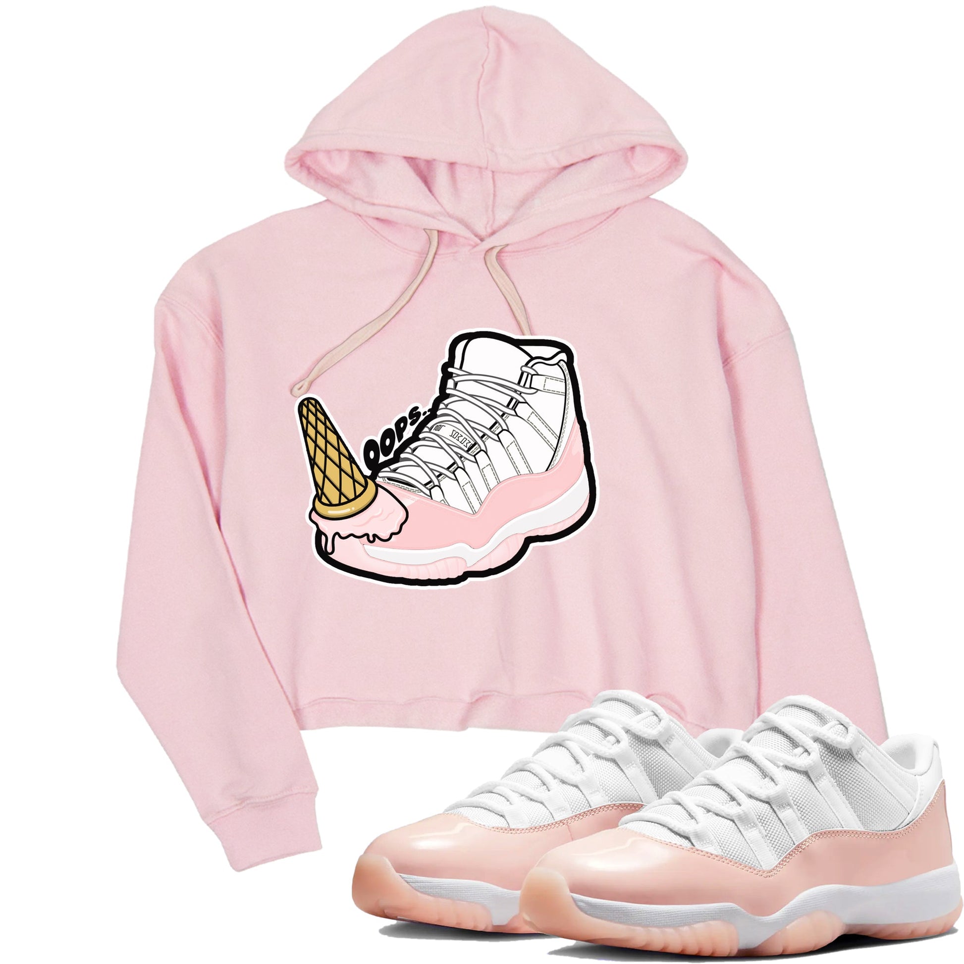 11s Legend Pink shirts to match jordans Dropped Ice Cream sneaker match tees Air Jordan 11 Legend Pink SNRT Sneaker Tees streetwear brand Pink 1 crop tee