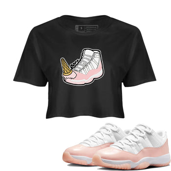 11s Legend Pink shirts to match jordans Dropped Ice Cream sneaker match tees Air Jordan 11 Legend Pink SNRT Sneaker Tees streetwear brand Black 1 crop tee