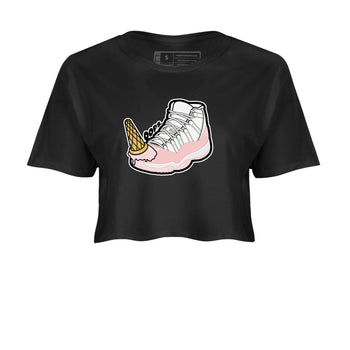 11s Legend Pink shirts to match jordans Dropped Ice Cream sneaker match tees Air Jordan 11 Legend Pink SNRT Sneaker Tees streetwear brand Black 2 crop tee