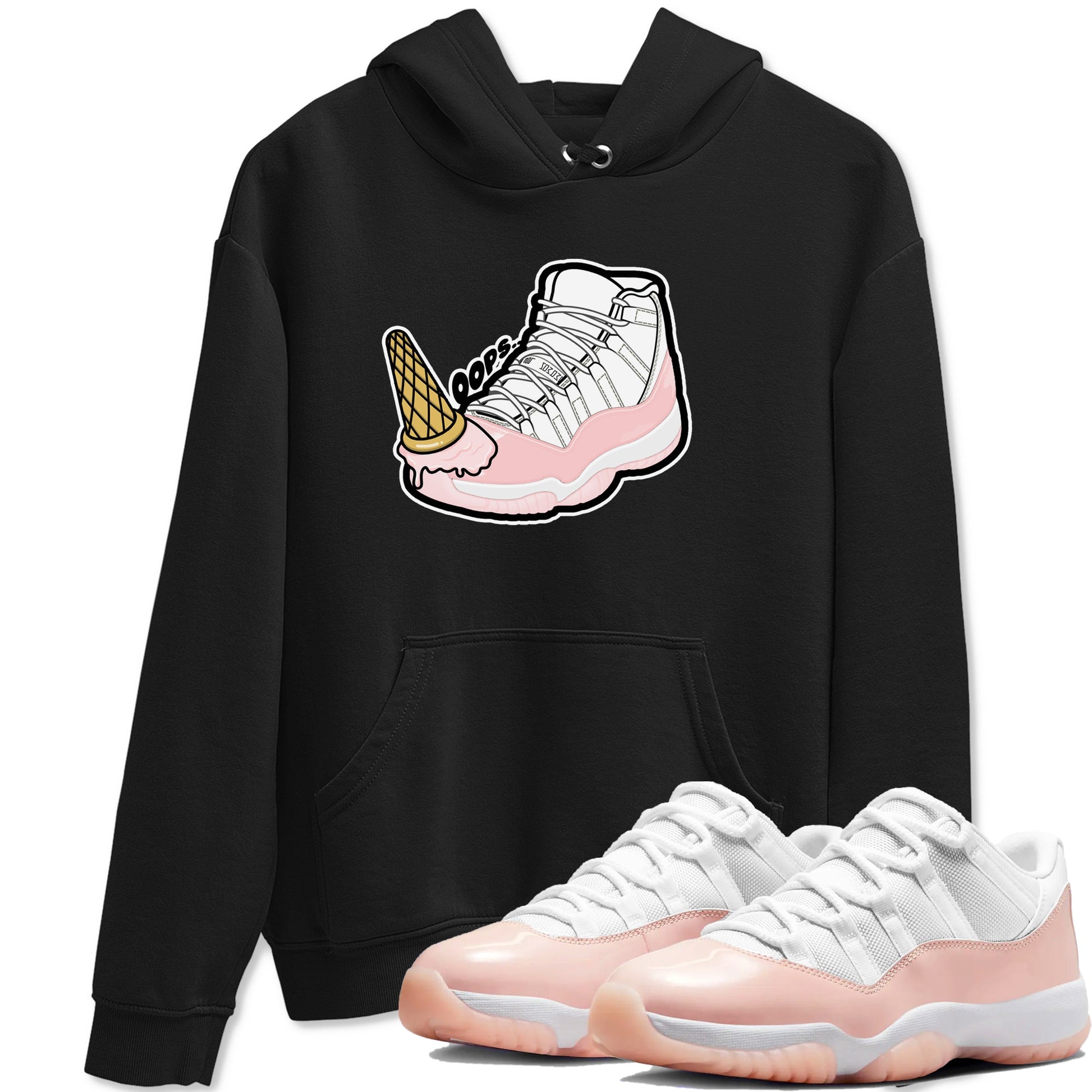 11s Legend Pink shirts to match jordans Dropped Ice Cream sneaker match tees Air Jordan 11 Legend Pink SNRT Sneaker Tees streetwear brand Black 1 unisex cotton tee