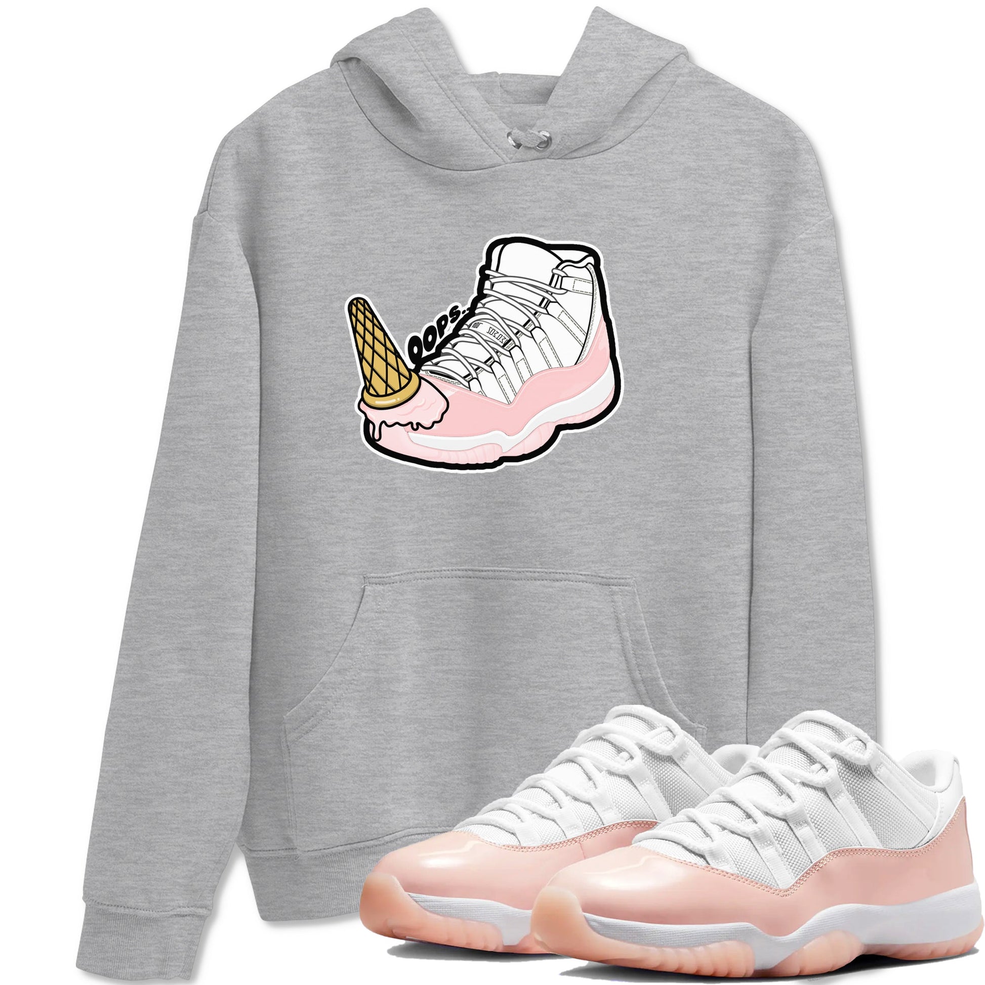 11s Legend Pink shirts to match jordans Dropped Ice Cream sneaker match tees Air Jordan 11 Legend Pink SNRT Sneaker Tees streetwear brand Heather Grey 1 unisex cotton tee