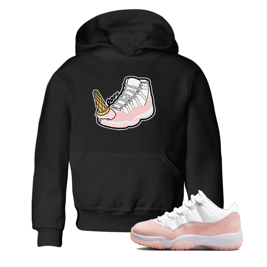 11s Legend Pink shirts to match jordans Dropped Ice Cream sneaker match tees Air Jordan 11 Legend Pink SNRT Sneaker Tees streetwear brand Baby and Youth Black 1 cotton tee