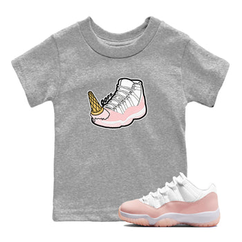 11s Legend Pink shirts to match jordans Dropped Ice Cream sneaker match tees Air Jordan 11 Legend Pink SNRT Sneaker Tees streetwear brand Baby and Youth Heather Grey 1 cotton tee