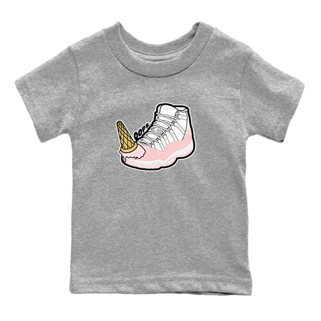 11s Legend Pink shirts to match jordans Dropped Ice Cream sneaker match tees Air Jordan 11 Legend Pink SNRT Sneaker Tees streetwear brand Baby and Youth Heather Grey 2 cotton tee