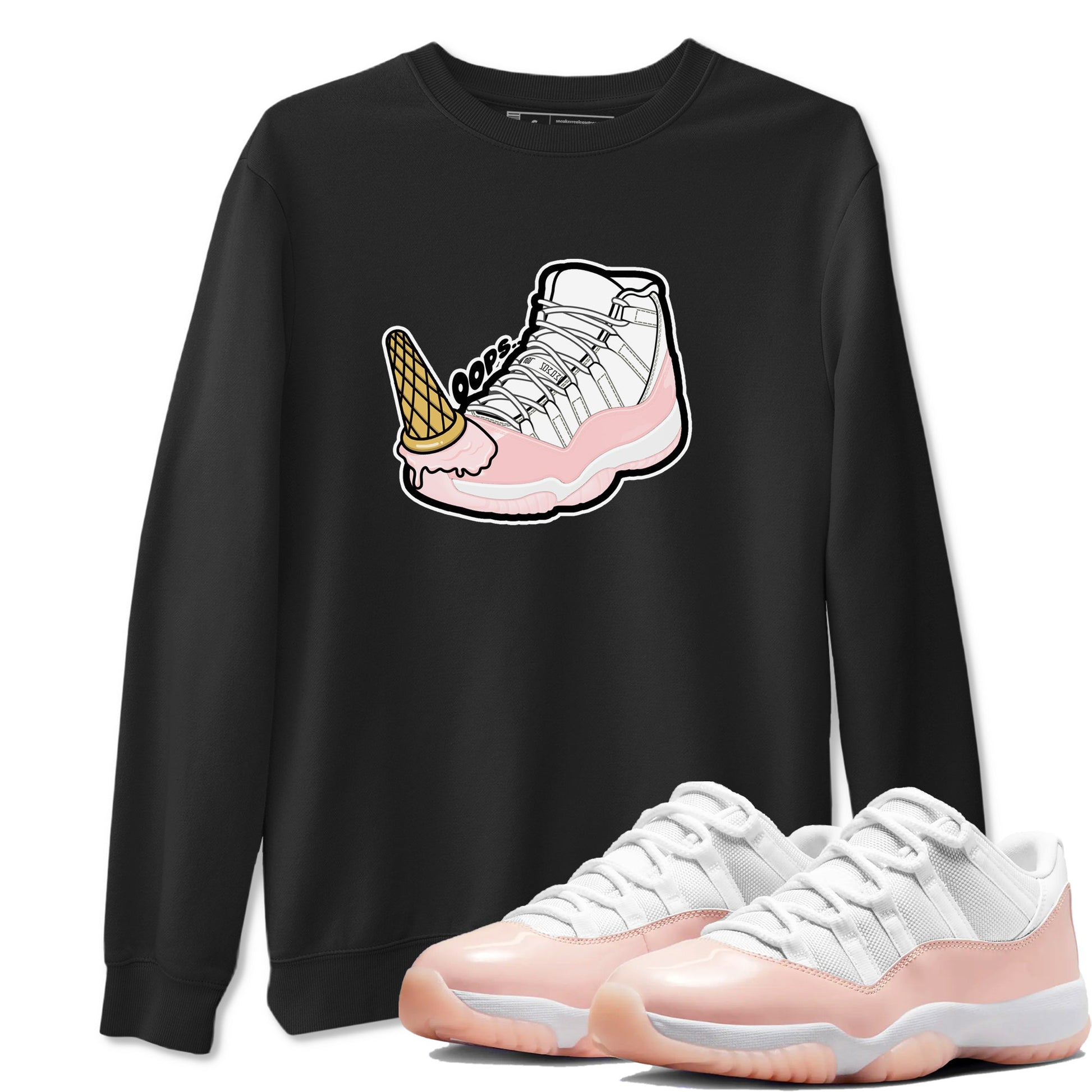 11s Legend Pink shirts to match jordans Dropped Ice Cream sneaker match tees Air Jordan 11 Legend Pink SNRT Sneaker Tees streetwear brand Black 1 unisex cotton tee