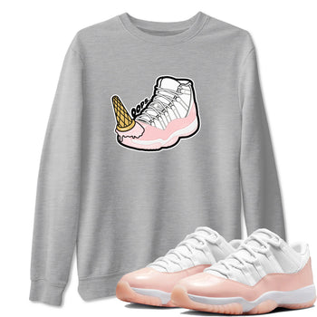 11s Legend Pink shirts to match jordans Dropped Ice Cream sneaker match tees Air Jordan 11 Legend Pink SNRT Sneaker Tees streetwear brand Heather Grey 1 unisex cotton tee