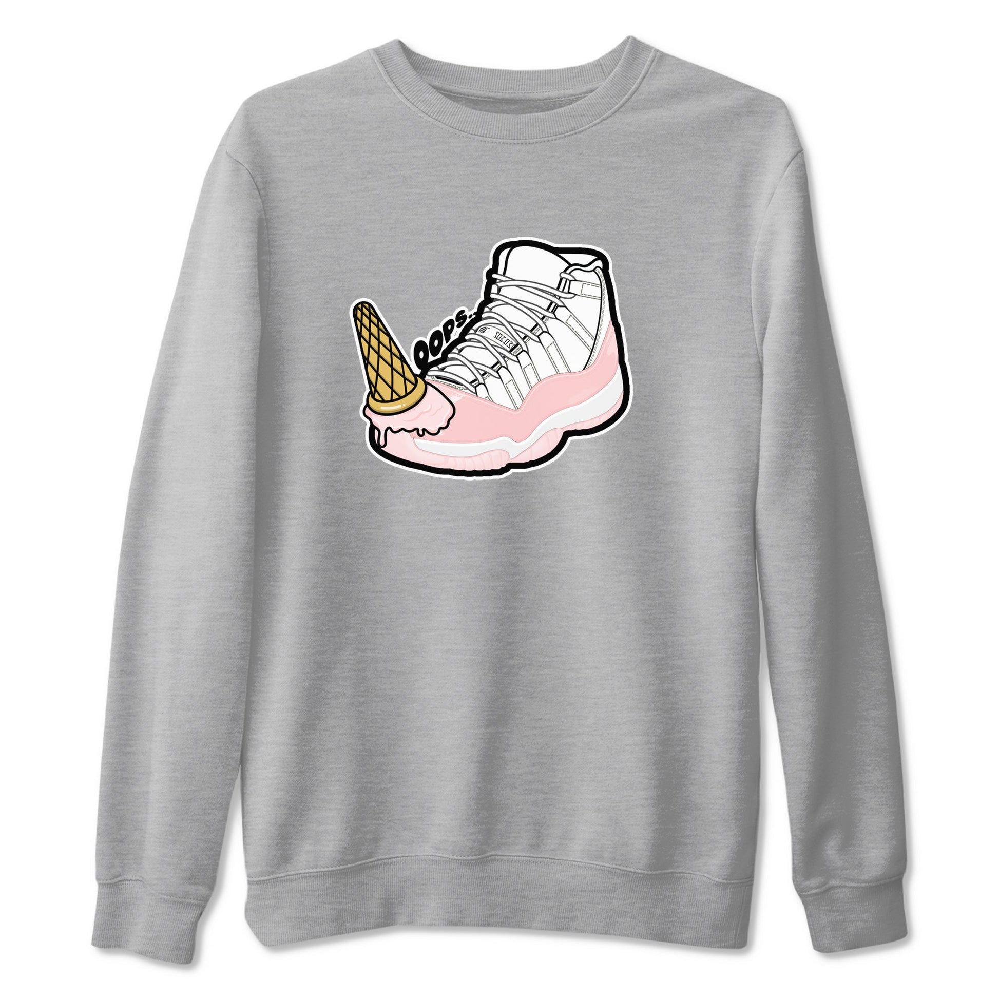 11s Legend Pink shirts to match jordans Dropped Ice Cream sneaker match tees Air Jordan 11 Legend Pink SNRT Sneaker Tees streetwear brand Heather Grey 2 unisex cotton tee