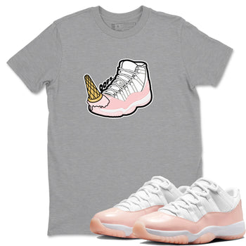 11s Legend Pink shirts to match jordans Dropped Ice Cream sneaker match tees Air Jordan 11 Legend Pink SNRT Sneaker Tees streetwear brand Heather Grey 1 unisex cotton tee