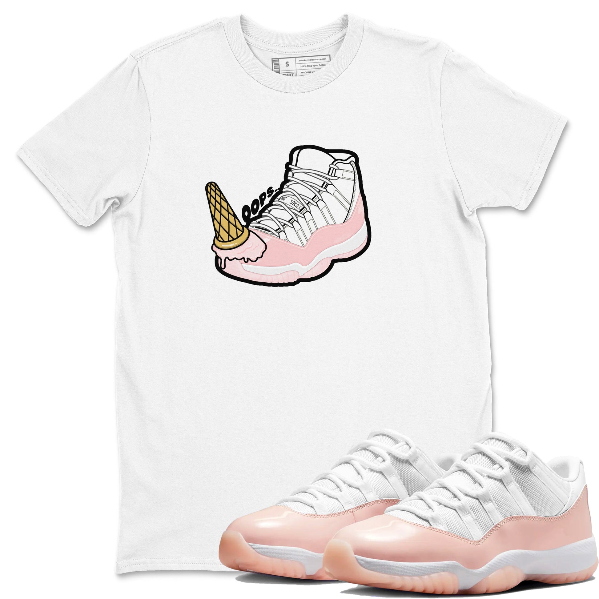 11s Legend Pink shirts to match jordans Dropped Ice Cream sneaker match tees Air Jordan 11 Legend Pink SNRT Sneaker Tees streetwear brand White 1 unisex cotton tee
