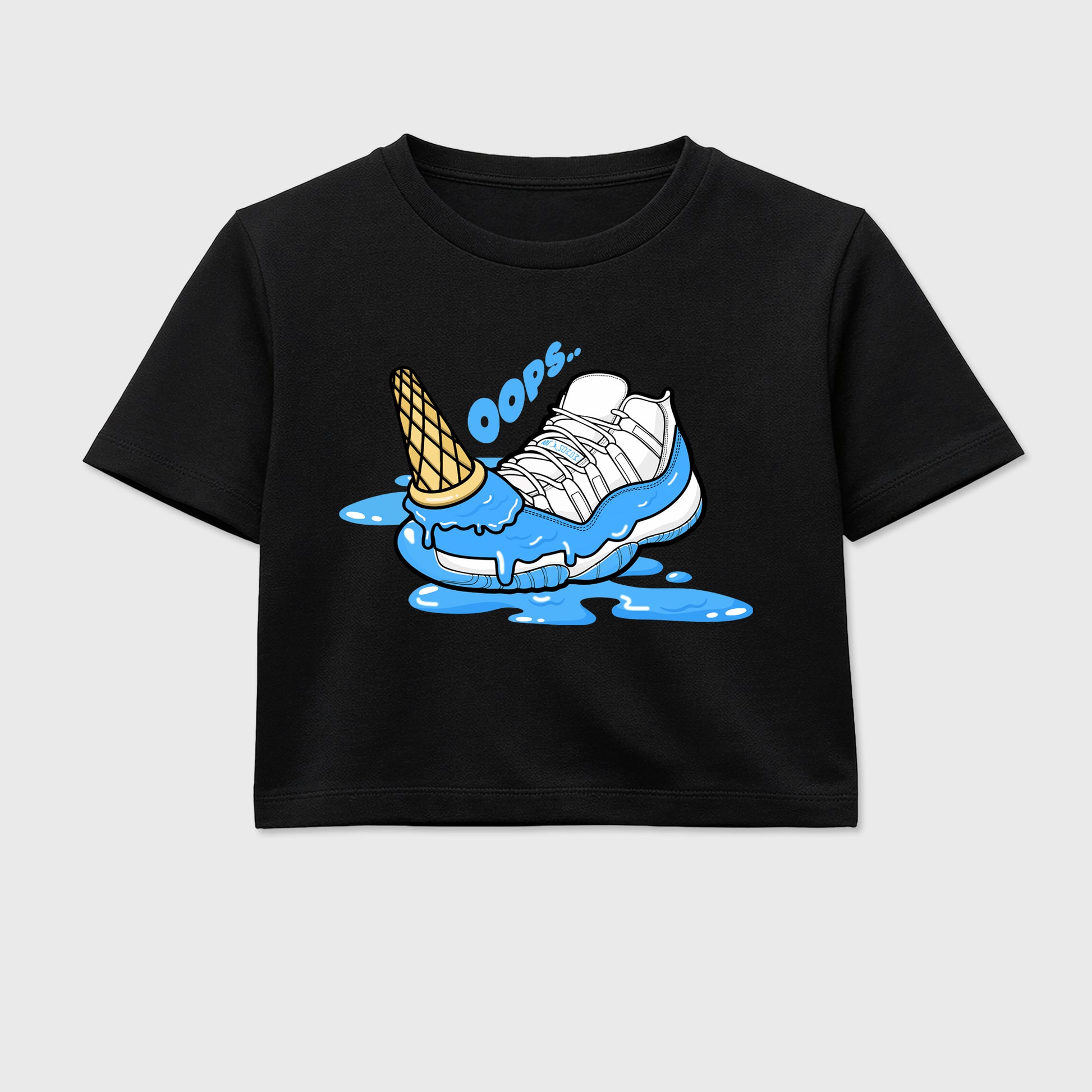 Sneaker match tees – Sneaker Tees To Match Air Jordan 11 University Blue Shoes – Dropped Ice Cream Crop T-Shirt Black 2
