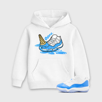 Sneaker match tees – Sneaker Tees To Match Air Jordan 11 University Blue Shoes – Dropped Ice Cream Kids T-Shirt White 1