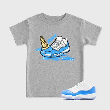 Sneaker match tees – Sneaker Tees To Match Air Jordan 11 University Blue Shoes – Dropped Ice Cream Kids T-Shirt Heather Grey 1
