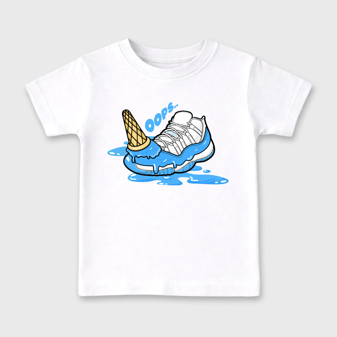 Sneaker match tees – Sneaker Tees To Match Air Jordan 11 University Blue Shoes – Dropped Ice Cream Kids T-Shirt White 2