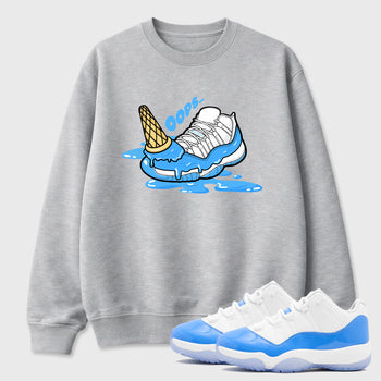 Sneaker match tees – Sneaker Tees To Match Air Jordan 11 University Blue Shoes – Dropped Ice Cream Tee Heather Grey 1